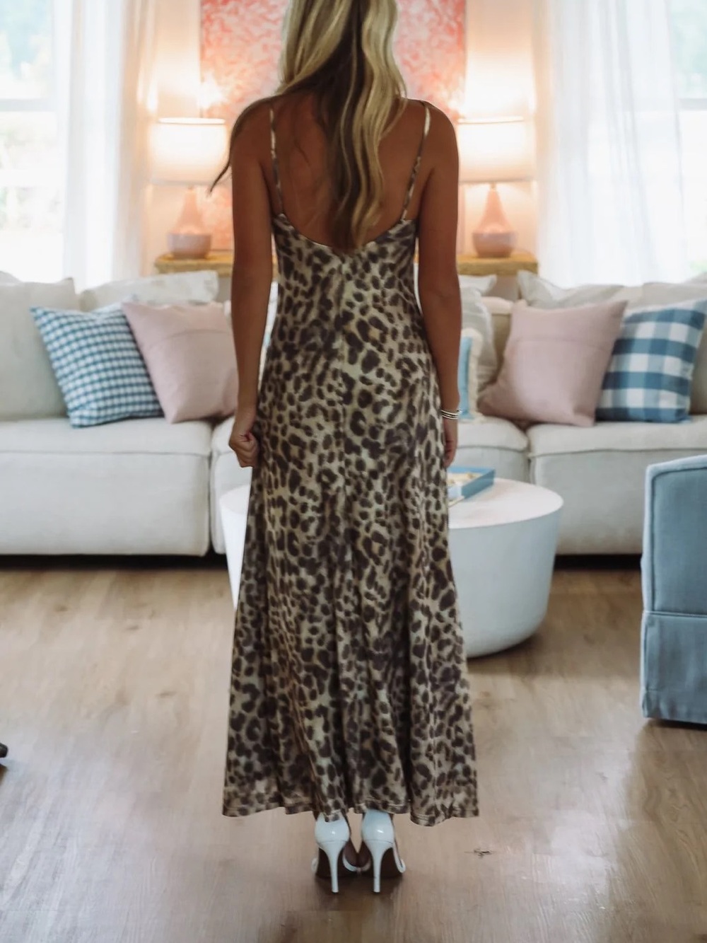 Leopard Print Maxi Slip Dress - Picture 2 of 6